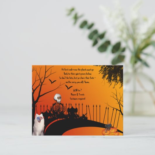 Pet Cemetery Beckons Halloween uitnodiging (Staand voorkant)