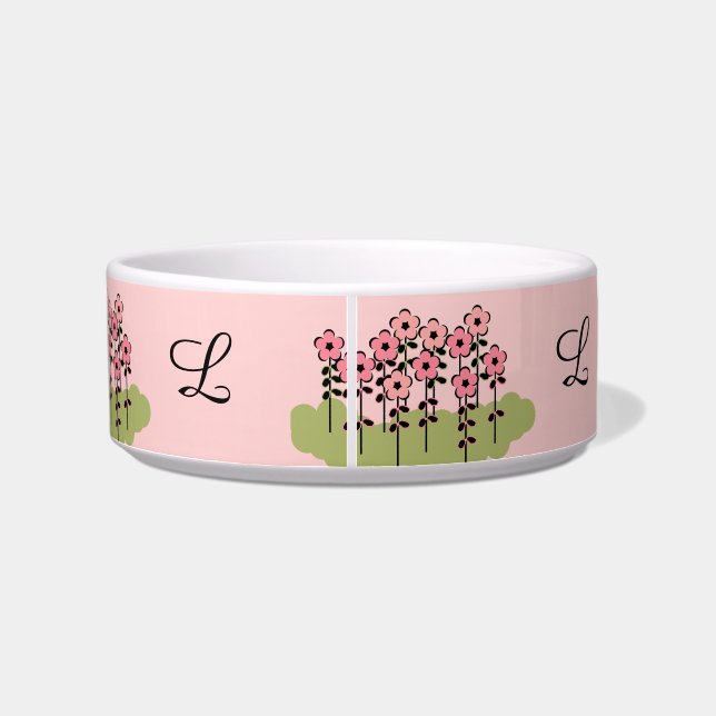 PET CHIC_BOWL_GIRLY PINK/GREEN FLORAL/PINK VOERBAKJE (Achterkant)