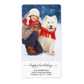 Pet Christmas Happy Howlidays Moderne hondenfoto Etiket (Voorkant)