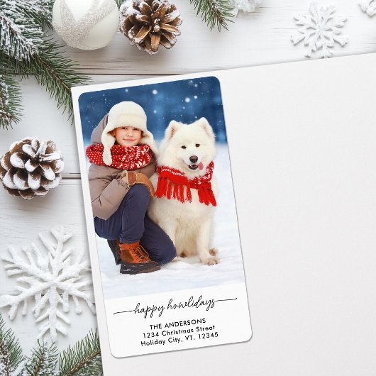 Pet Christmas Happy Howlidays Moderne hondenfoto Etiket
