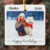 Pet Christmas Happy Howlidays Moderne hondenfoto Keramisch Ornament