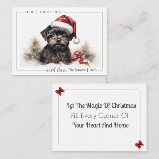 Pet Christmas Kaarten: Schattigee Dog Flat Note Ka Notitiekaartje (Voorkant / Achterkant)