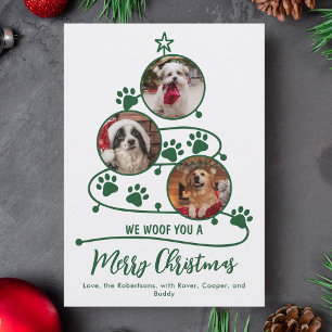 Pet Christmas Paw Drukt Hondenfoto's Feestdagenkaart