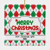 Pet Christmas Tree Ornament - Argyle en bogen. (Achterkant)