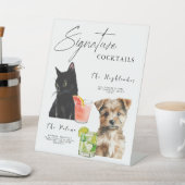 Pet Cocktail Kat en Hond Drinken Menu Trouwbord Reclamebord Met Voetstuk (Insitu)