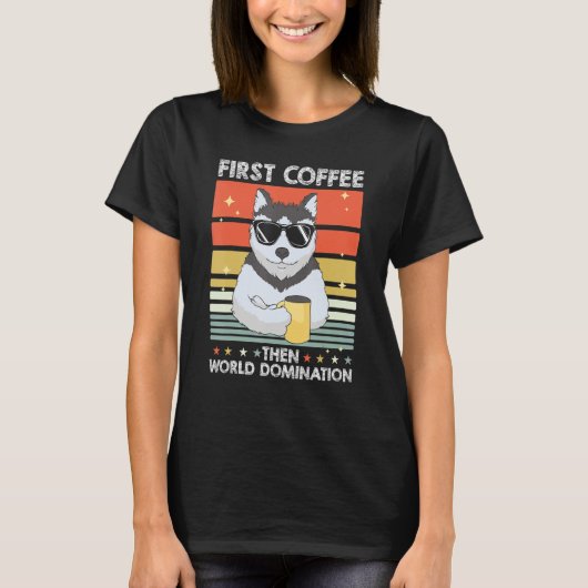 Pet Coffee   Dog Breed Siberian Husky T-shirt (Voorkant)