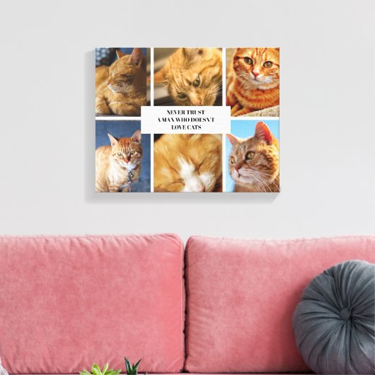 Pet Collage Foto Moderne Kat Quote Canvas (Insitu (Woonkamer))