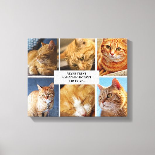 Pet Collage Foto Moderne Kat Quote Canvas (Voorkant)