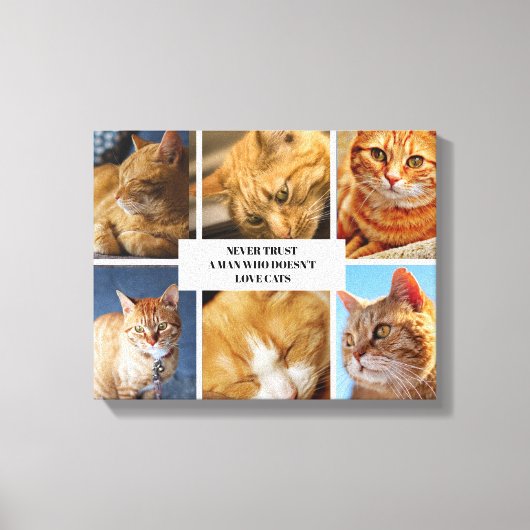 Pet Collage Foto Moderne Kat Quote Canvas Afdruk (Voorkant)