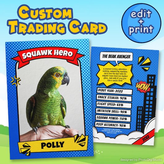 Pet Comic Trading Kaart Funny Custom Bird Gift Contactkaartje