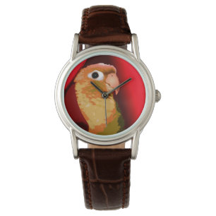 Pet Conure Parrot Green Cheek Bird Style Red Horloge