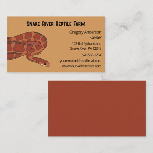 Pet Corn Snake Reptile Breeder Visitekaartje (Voorkant / Achterkant)