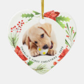 Pet Custom 2 Dog Photo Heart met kerstmis Keramisch Ornament (Voorkant)