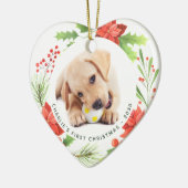 Pet Custom 2 Dog Photo Heart met kerstmis Keramisch Ornament (Links)