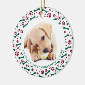 Pet Custom 2 Dog Photo Paw Prins Bot-Kerstmis Keramisch Ornament (Links)