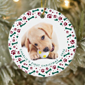 Pet Custom 2 Dog Photo Paw Prins Bot-Kerstmis Keramisch Ornament