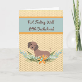 Pet Dachshund Get Well Kaart Polka Dots & Flowers