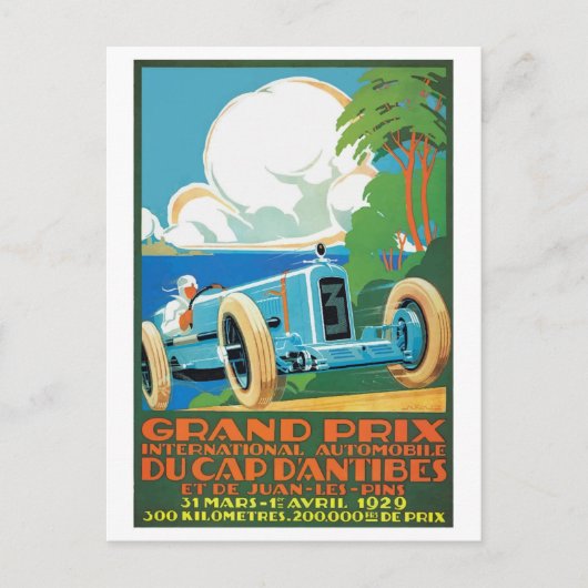 pet D'Antibes Grand Prix Racing Poster 1929 Briefkaart (Voorkant)