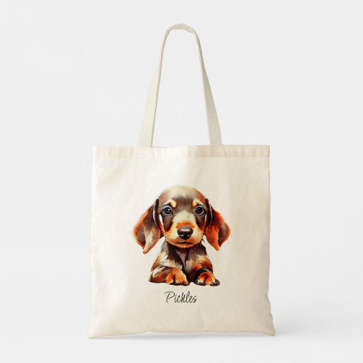 Pet Daschund Puppy name Tote Bag (Achterkant)