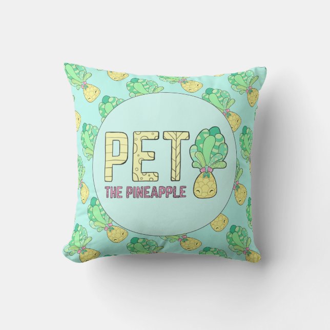 Pet de ananas - Cute Square Cushion! Luchtblauw Kussen (Voorkant)