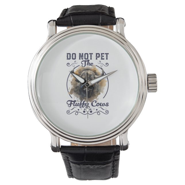 Pet de Fluffy Koe Bison Yellowstone Park niet in Horloge (Voorkant)