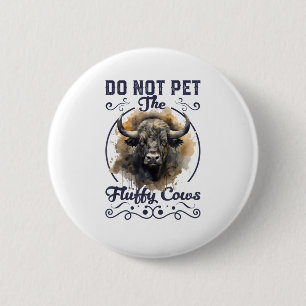 Pet de Fluffy Koe Bison Yellowstone Park niet in Ronde Button 5,7 Cm