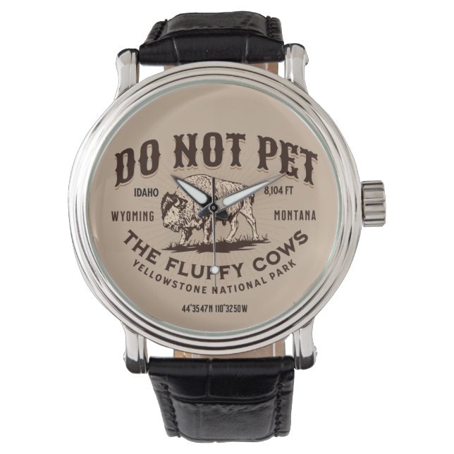 Pet de Fluffy Koe Yellowstone National 3 niet Horloge (Voorkant)