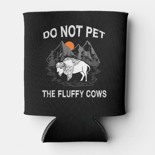 Pet de Fluffy Koeien Funny Bison Geel niet Blikjeskoeler (Voorkant)