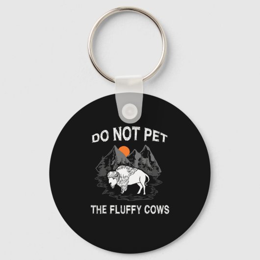 Pet de Fluffy Koeien Funny Bison Geel niet Sleutelhanger (Voorkant)