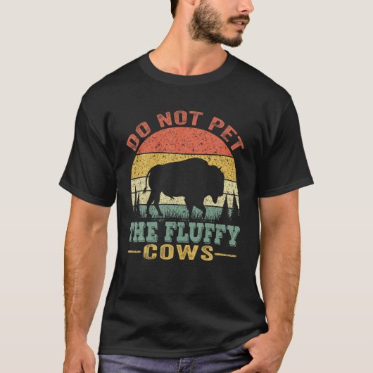 Pet de fluffy Koeien niet, Bison Retro  T-shirt (Voorkant)