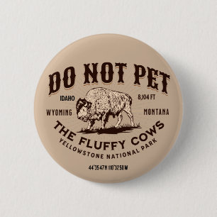 Pet de Fluffy Koeien Yellowstone Bison Funny niet Ronde Button 5,7 Cm