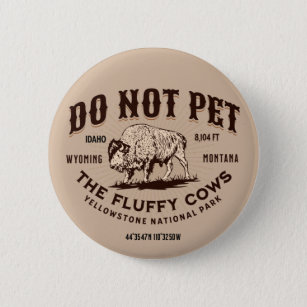 Pet de Fluffy Koeien Yellowstone Bison Funny niet Ronde Button 5,7 Cm