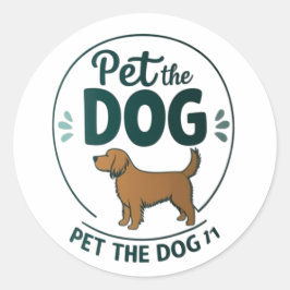 Pet de hond ronde sticker