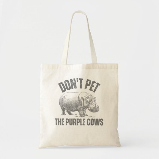 Pet de Paarse Koeien niet aan Funny Hippo niet Tote Bag (Voorkant)