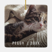 Pet Definieer ondeugend | Foto Kerstboom Keramisch Ornament (Achterkant)