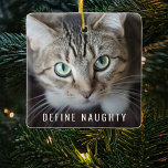 Pet Definieer ondeugend | Foto Kerstboom Keramisch Ornament<br><div class="desc">Leg de vakantiegeest vast met dit unieke, gepersonaliseerde kerstboom ornament! Met twee van je favoriete foto's laat je dit ornament zeker kinder en volwassen plezier. De tekst luidt "Definieer ondeugend", aangepast met de naam van uw huisdier en het jaar. Een perfecte manier om een speciale kerst te herinneren voor de...</div>