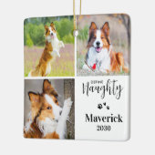 Pet Definieer Ondeugende Hond Foto Collage Kerstmi Keramisch Ornament (Links)