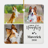 Pet Definieer Ondeugende Hond Foto Collage Kerstmi Keramisch Ornament (Achterkant)