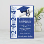 Pet & Diploma 5x7 Blauwe Achtergrond Afstuderen Kaart (Staand voorkant)