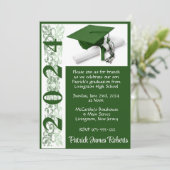 Pet & Diploma 5x7 Groen en Wit Afstuderen Kaart (Staand voorkant)