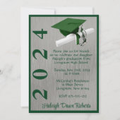 Pet & Diploma 5x7 Groen en Zilver Afstuderen Kaart (Voorkant)