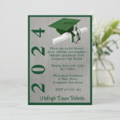 Pet & Diploma 5x7 Groen en Zilver Afstuderen Kaart (Staand voorkant)