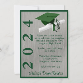 Pet & Diploma 5x7 Groen en Zilver Afstuderen Kaart
