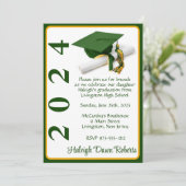 Pet & Diploma 5x7 Groen & Goud Afstuderen Kaart (Staand voorkant)