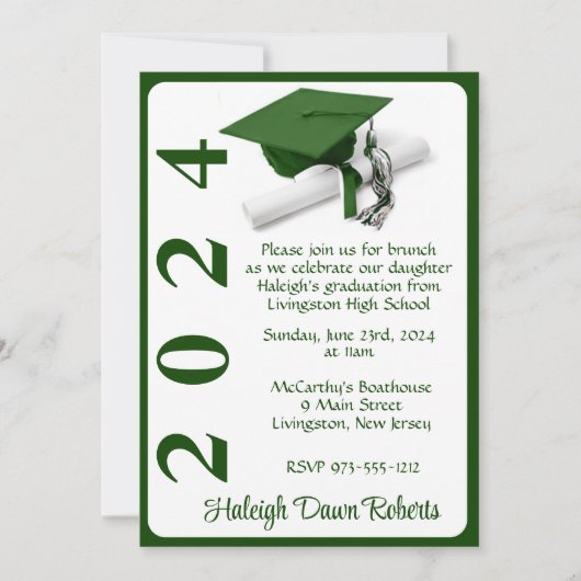 Pet & Diploma 5x7 Groen & Wit Afstuderen Kaart (Voorkant)