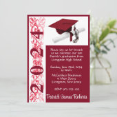 Pet & Diploma 5x7 Kardinaal Rood Afstuderen Kaart (Staand voorkant)