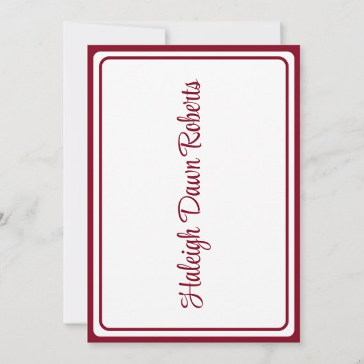 Pet & Diploma 5x7 Kardinaal Rood Afstuderen Kaart (Achterkant)