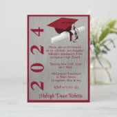 Pet & Diploma 5x7 Kardinaal Rood/Zilver Afstuderen Kaart (Staand voorkant)