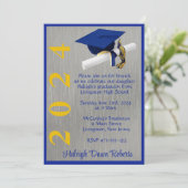 Pet & Diploma 5x7 Royal Blue en Gold Afstuderen Kaart (Staand voorkant)