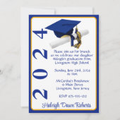 Pet & Diploma 5x7 Royal Blue & Gold Afstuderen Kaart (Voorkant)